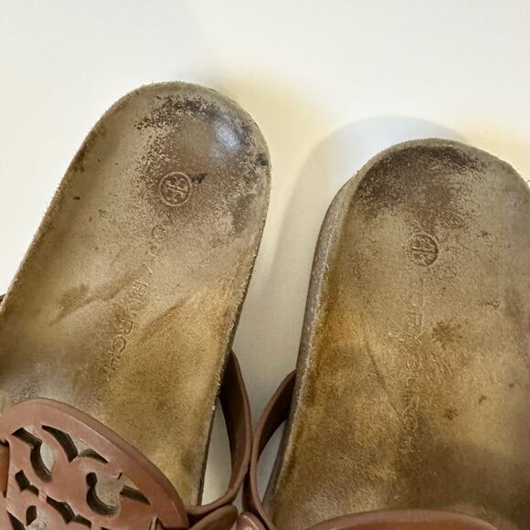 TORY BURCH Miller Cloud Sandals Brown Suede Leather Slip On Thong - Picture 6 of 9